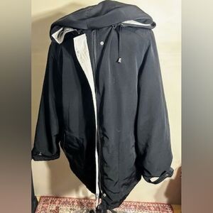 size large womens  black spring hood casual dress coat jacket